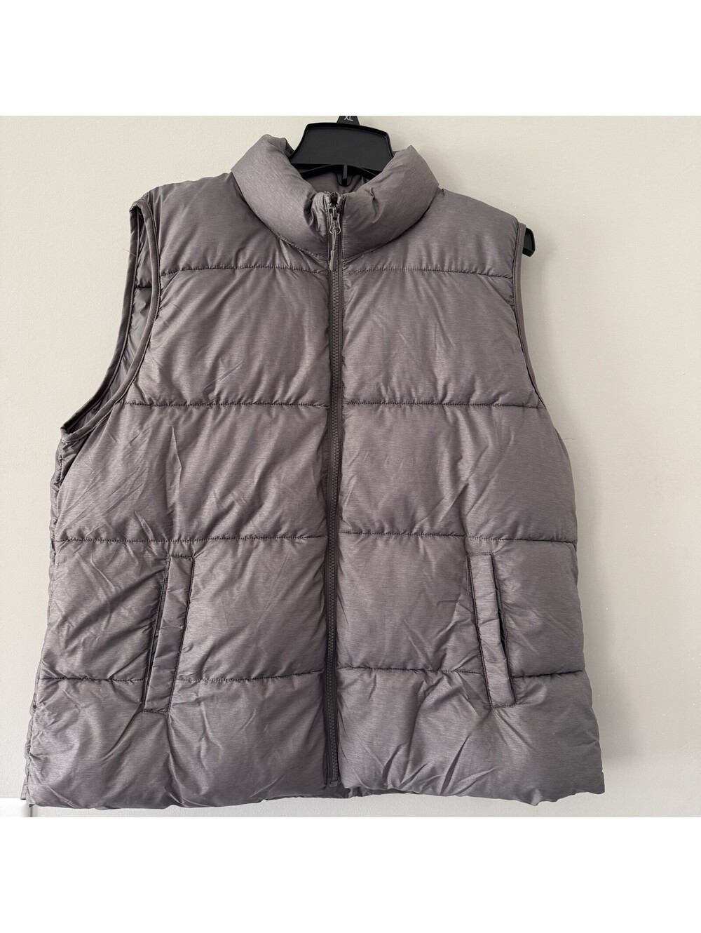 Heat Keep Puffer Lightweight Vest Ladies Full Zip Jacket Size XL Gray